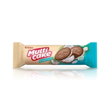 Печиво 180 г Roshen Multicake цукрове з начинкою кокос-крем м/уп