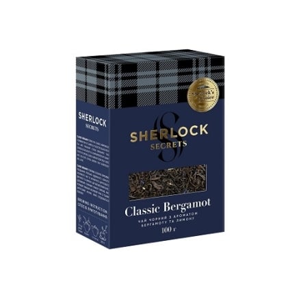 Чай 100 г SHERLOCK Sekrets Classic Bergamot чорний з ароматом бергамоту та лимону к/уп
