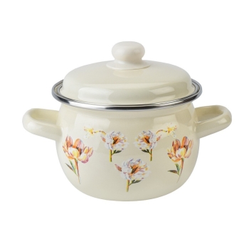 Купити Каструля емальована сферична, з скляною кришкою 2,5л у АТБ Market