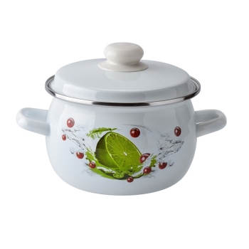 Купити Каструля емальована сферична, з скляною кришкою 2,5л у АТБ Market