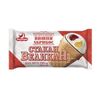 Купити Морозиво 100г Ласунка Стакан Великан з підварками абрикосова та вишнева у АТБ Market