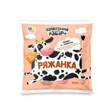 Ряжанка 400 г Щоденний збір 4% п/ет
