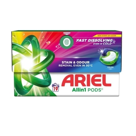 Засіб миючий синтетичний 19 шт Ariel Color рідкий в розчинних капсулах п/уп