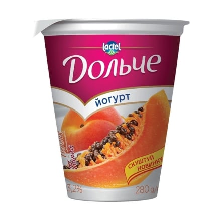 Йогурт 280 г Дольче Персик-папая 3,2% п/стакан