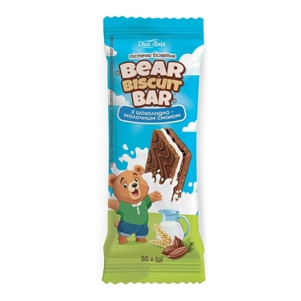 Купити Тістечко бісквітне 50 г Своя Лінія Bear biscuit bar з шоколадно-молочним смаком м/уп у АТБ Market