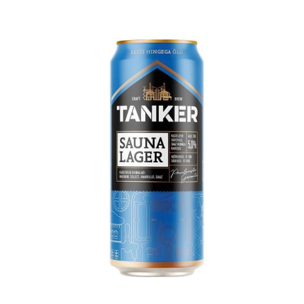 Пиво 0,5 л Tanker Sauna Lager світле фільтроване пастеризоване 5% об ж/б Литва