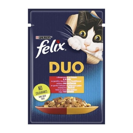 Корм 85 г Felix консервы для кошек с говядиной и птицей в желе Пауч