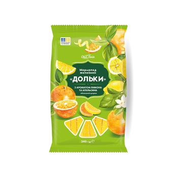 Купить Мармелад 240 г Своя линия Дольки с ароматом лимона и апельсина желейный неглазированный в АТБ Market