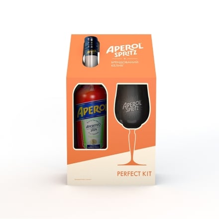 Набір Аперитив 0,7 л APEROL APERITIVO 11% + бокал у коробці