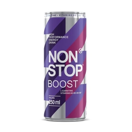 Напій 250 мл NON STOP BOOST безалкогольний енергетичний сильногазований ж/б