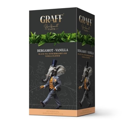 Чай (20 * 1,5г) чорний Graff байховий з ароматом бергамоту та ванілі, к/уп
