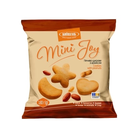 Печиво 180 г Київхліб Mini Joy цукрове з арахісом м/уп