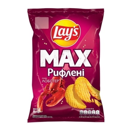 Чипси 95 г Lay's MAX картопляні зі смаком лобстера рифлені м/уп