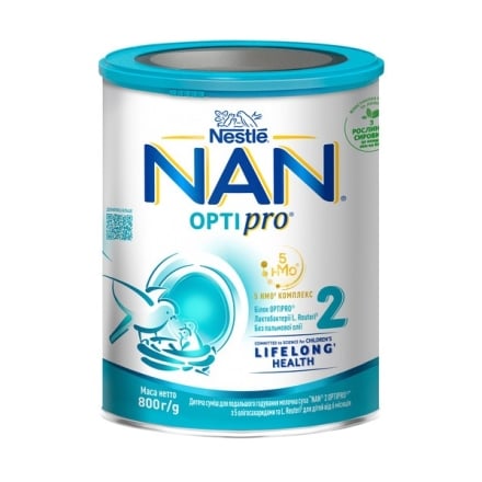 Молочна суміш 0,8 кг NAN 2 OPTIPRO з 5 олігосахаридами та L. Reuteri з/б