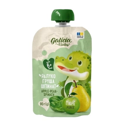 Пюре 90 г Galicia BABY яблучно-грушево-шпинатне д/п
