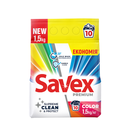 Порошок пральний синт. 1,5 кг Savex Color/Fresh автомат м/уп