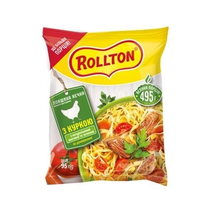 Лапша Роллтон быстрого приготовления яичная с курицей по-домашнему 95г ...