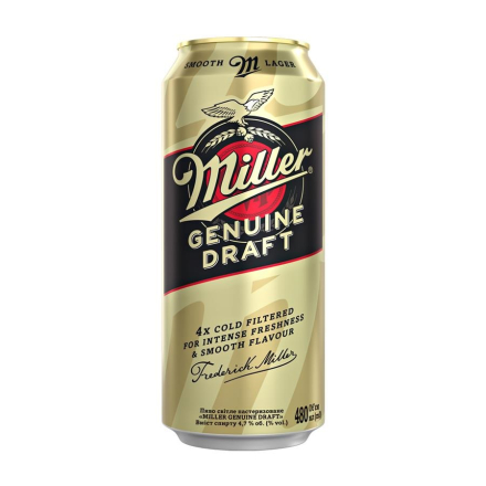 Пиво 0,48 л Miller Genuine Draft світле пастеризоване ж/б