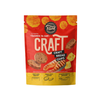 Купити Грінки 90 г Flint Craft Grenki житньо-пшеничні зі смаком Сьомга та сир м/уп у АТБ Market