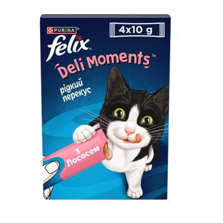 Ласощі рідкі 40 г Felix Смачні Моменти для котів з лососем/уп
