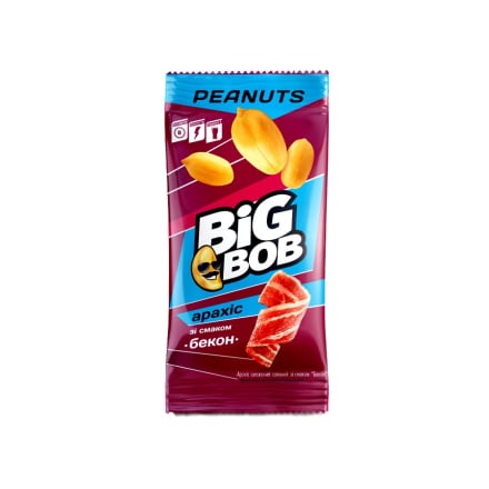 Арахіс 60 г Big bob смажений солоний зі смаком Бекон м/уп