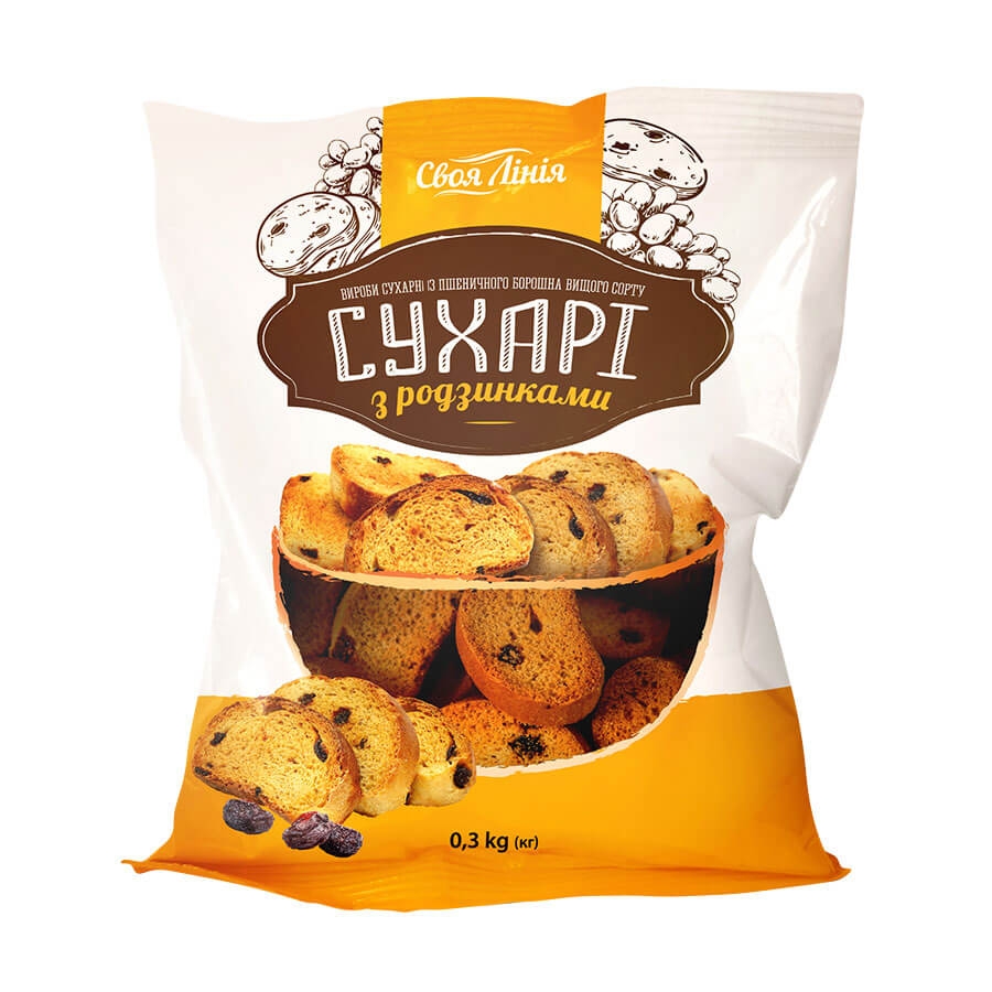 Сухари 300 г Своя линия с изюмом купить в Киеве и Украине по цене от 32 ...