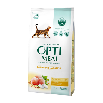 Купити Корм сyхий повнорацiонний для дорослих котiв Optimeal, 1,5 кг у АТБ Market