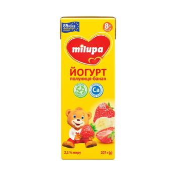 Купити Йогурт 207 г Milupa полуниця-банан 2,1% п/пак у АТБ Market