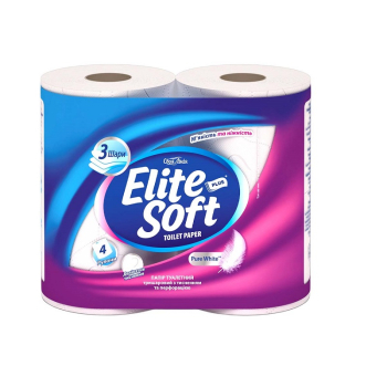 Купить Папір туалетний 4 шт Своя Лінія Elite Soft білий тришаровий, м/уп в АТБ Market