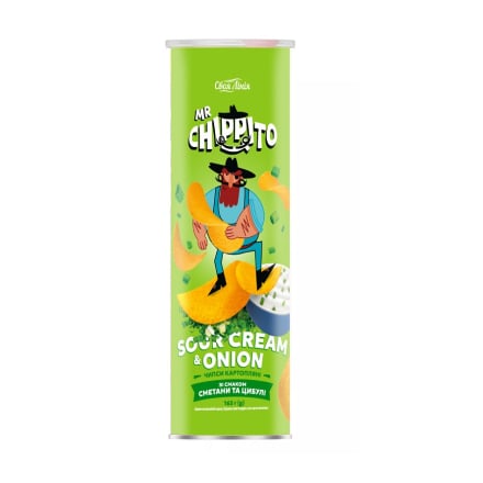 Чипси 165 г Своя Лінія MR CHIPPITO картопляні зі смаком сметани та цибулі к/уп