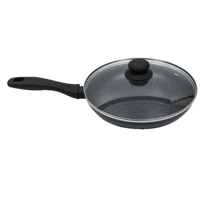 Сковоpода алюмiнiєва зi cкляною кpишкою 24 cм