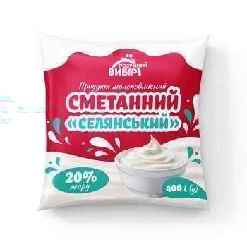 Купить Продукт молокосодержащий сметанный 400 г Разумный выбор Крестьянский 20% в АТБ Market